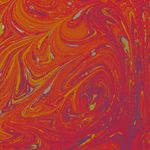 photo by turgay koca Dynamic abstract fluid painting with lively red and orange swirls in acrylic art design.